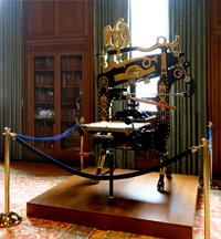 Columbian Iron Hand Press - at Avenir Foundation Hall at Clements Library - University of Michigan - restored by Howard Iron Works Printing Museum & Restoration